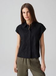OPUS Bluzka "Falme" w kolorze czarnym rozmiar: L. Czarne bluzki Opus, l, bez wzorów, z bawełny, bez kołnierzyka, bez ramiączek. Za 150.95 zł.