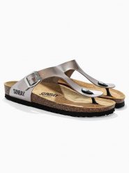 Sunbay Japonki "Camelia" w kolorze srebrnym rozmiar: 41. Szare klapki Sunbay, bez wzorów, z otwartym noskiem, bez obcasa. Za 180.49 zł.