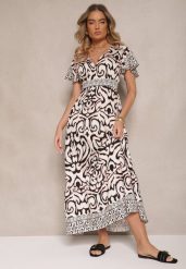 Czarna Rozkloszowana Sukienka Zdobiona Ornamentalnym Printem Tillinelle. Czarne sukienki Renee, na co dzień, na lato, m, z aplikacjami, eleganckie, bez kołnierzyka, bez ramiączek, maxi, kopertowe. Za 64.99 zł.