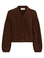 MOSS COPENHAGEN Kardigan "Zafina" w kolorze ciemnobrązowym rozmiar: L/XL. Brązowe kardigany Moss Copenhagen, l, bez wzorów, z bawełny. Za 236.05 zł.