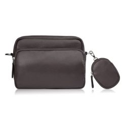 Torebka damska listonoszka skórzana z etui na klucze i drobiazgi brązowa Paolo Peruzzi E-34-BR. Brązowe torby na ramię bez wzorów, z bawełny, eleganckie, na ramię, bez dodatków. Za 119.00 zł.