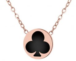 Naszyjnik ze stali szlachetnej z emalią - trefl. Naszyjniki Elixa, ze stali. Za 149.00 zł.