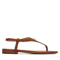 Sandały LAUREN RALPH LAUREN. Brązowe sandały Lauren Ralph Lauren, bez wzorów, bez obcasa, na płaskiej podeszwie, bez zapięcia. Za 629.99 zł.