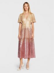 Ted Baker Sukienka koktajlowa Glizee 261790 Złoty Regular Fit. Żółte sukienki Ted Baker, bez wzorów, z syntetyku, wizytowe, bez kołnierzyka, bez ramiączek. Za 1,379.00 zł.