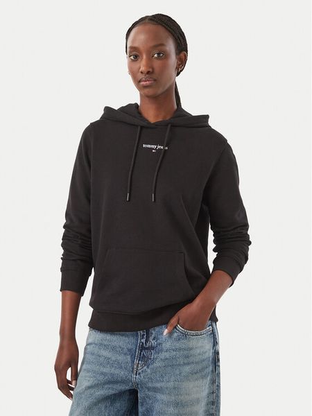 Tommy Jeans Bluza Classic Logo DW0DW23537 Czarny Regular Fit. Czarne bluzy Tommy Jeans, xl, bez wzorów, z bawełny, bez kaptura. Za 369.99 zł.