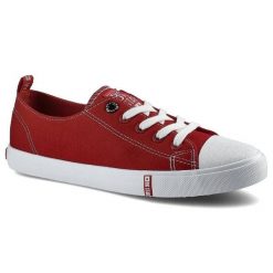 Czerwone Trampki Big Star Damskie Sznurowane Buty. Czerwone trampki Big Star, bez wzorów, z gumy, bez zapięcia. Za 89.99 zł.