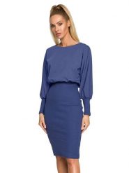 Made of emotion Sukienka w kolorze niebieskim rozmiar: M. Niebieskie sukienki Made Of Emotion, m, bez wzorów, bez kołnierzyka, bez ramiączek, midi. Za 185.32 zł.