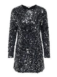 ONLY Sukienka koktajlowa Anika 15358384 Czarny Loose Fit. Czarne sukienki Only, m, bez wzorów, z syntetyku, wizytowe, bez kołnierzyka, bez ramiączek. Za 229.99 zł.