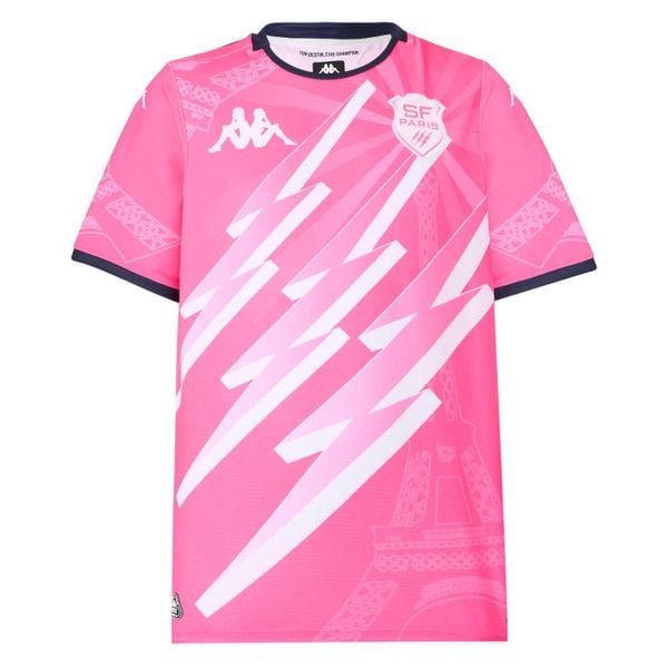 Koszulka domowa Stade Français 2025/26. Czerwone bluzki Kappa, l, bez wzorów, sportowe, bez kołnierzyka, bez ramiączek. Za 368.50 zł.