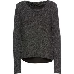 Sweter dzianinowy z szyfonową wstawką bonprix czarno-srebrny melanż. Swetry marki bonprix. Za 59.99 zł.