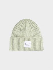 4F Czapka zimowa damska - zielona M. Zielone czapki 4f, bez wzorów, z materiału. W wyprzedaży za 49.99 zł.
