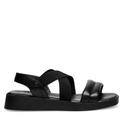 Sandały Lasocki. Czarne sandały Lasocki, bez wzorów, bez obcasa, na płaskiej podeszwie, bez zapięcia. Za 139.99 zł.