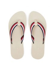 Tommy Hilfiger Japonki Th Corp Mid Wedge Beach Sandal FW0FW08517 Beżowy. Brązowe klapki TOMMY HILFIGER, bez wzorów, z materiału, bez obcasa. Za 129.99 zł.