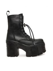 NEW ROCK Botki M-TM001-C2 Czarny. Czarne botki NEW ROCK, bez wzorów, ze skóry, bez obcasa, na słupku, bez zapięcia. Za 1,089.00 zł.