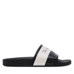 Klapki KARL LAGERFELD. Czarne klapki KARL LAGERFELD, bez wzorów, bez obcasa. Za 259.99 zł.