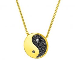 Naszyjnik z żółtego złota z diamentami - yin yang - 0,012 ct - próba 375. Żółte naszyjniki Apart, z diamentem, złote. Za 1,190.00 zł.