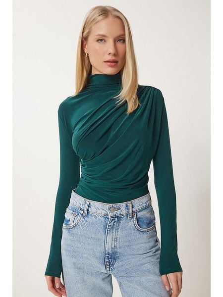 Happiness Istanbul Koszulka w kolorze zielonym rozmiar: 36. Zielone bluzki Happiness Istanbul, bez wzorów, bez kołnierzyka, bez ramiączek. Za 56.99 zł.