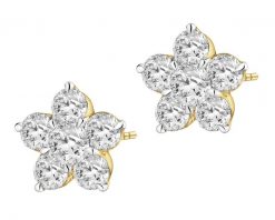 Kolczyki z żółtego złota z brylantami laboratoryjnymi - kwiaty - 0,96 ct - próba 585. Żółte kolczyki Apart, z brylantem, złote. Za 4,990.00 zł.