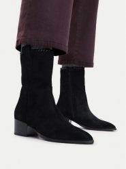 Lasocki Botki CEO-WI40-FRETTA-01 Czarny. Czarne botki Lasocki, bez wzorów, ze skóry, bez obcasa, na słupku, bez zapięcia. Za 279.99 zł.