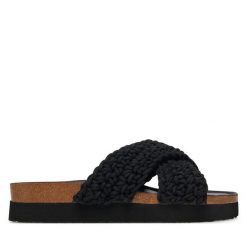 Klapki DeeZee. Czarne klapki DeeZee, bez wzorów, bez obcasa. Za 149.99 zł.