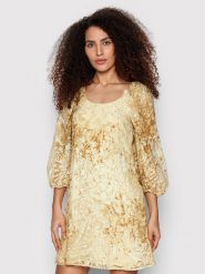 Sisley Sukienka koktajlowa 49O6LV00H Beżowy Regular Fit. Brązowe sukienki Sisley, bez wzorów, z wiskozy, wizytowe, bez kołnierzyka, bez ramiączek. Za 309.99 zł.