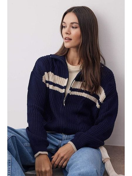 Trendyol Kardigan w kolorze granatowym rozmiar: M. Niebieskie kardigany Trendyol, m, bez wzorów, ze splotem. Za 95.46 zł.