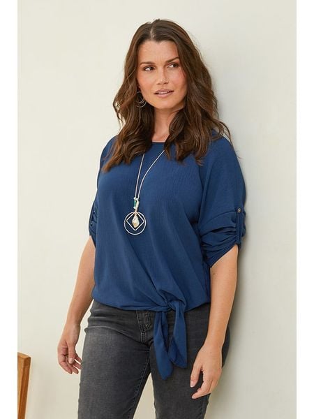 Curvy Lady Bluzka w kolorze granatowym rozmiar: 48/50. Niebieskie bluzki Curvy Lady, bez wzorów, klasyczne, bez kołnierzyka, bez ramiączek. Za 91.77 zł.