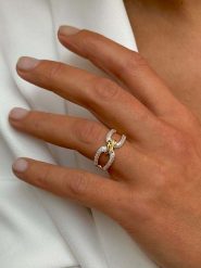 DI GIORGIO Pozłacany pierścionek z cyrkoniami rozmiar: 58. Żółte pierścionki DI GIORGIO, z cyrkonią, pozłacane. Za 266.66 zł.