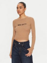 Miss Sixty Sweter 6L3RJ7291000 Brązowy Slim Fit. Brązowe swetry Miss Sixty, l, bez wzorów, z wełny, bez ramiączek. Za 279.99 zł.