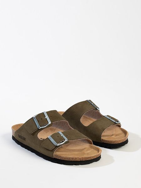 BACKSUN Klapki "Bali" w kolorze khaki rozmiar: 37. Brązowe klapki Backsun, bez wzorów, z otwartym noskiem, bez obcasa. Za 174.95 zł.