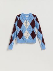 Wełniany kardigan ze wzorem - wielobarwny. Kardigany Reserved, l, bez wzorów, z wełny. Za 239.99 zł.