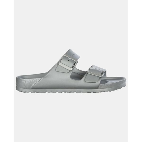 Klapki Birkenstock Arizona Eva Damskie. Szare klapki Birkenstock, bez wzorów, z materiału, bez obcasa. Za 199.00 zł.