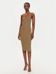 MICHAEL Michael Kors Sukienka dzianinowa MT482IL33D Brązowy Slim Fit. Brązowe sukienki MICHAEL Michael Kors, xl, bez wzorów, z dzianiny, bez kołnierzyka, bez ramiączek. Za 559.99 zł.