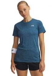 Under Armour Koszulka sportowa "Twist" w kolorze granatowym rozmiar: XL. Niebieskie koszulki sportowe Under Armour, bez wzorów, z materiału, bez ramiączek, outdoorowe. Za 85.95 zł.