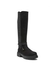 Jenny Fairy Kozaki WS5579-24 Czarny. Czarne kozaki Jenny Fairy, z materiału, bez obcasa, na płaskiej podeszwie, bez zapięcia. Za 199.99 zł.