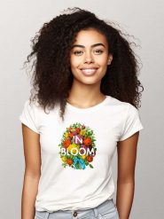 WOOOP Koszulka "In bloom" w kolorze białym rozmiar: XL. Białe bluzki Wooop, xl, bez wzorów, z bawełny, bez kołnierzyka, bez ramiączek. Za 57.06 zł.