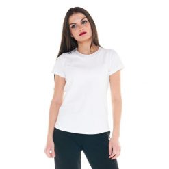 Damska koszulka Cristal Shine. Białe bluzki LEONE 1947 APPAREL, l, bez wzorów, z tkaniny, sportowe, bez kołnierzyka, bez ramiączek. W wyprzedaży za 98.90 zł.