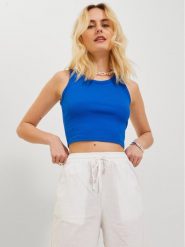 JJXX Top Fallon 12200401 Granatowy Slim Fit. Niebieskie topy JJXX, l, bez wzorów, z bawełny, bez kołnierzyka, bez ramiączek. Za 49.99 zł.