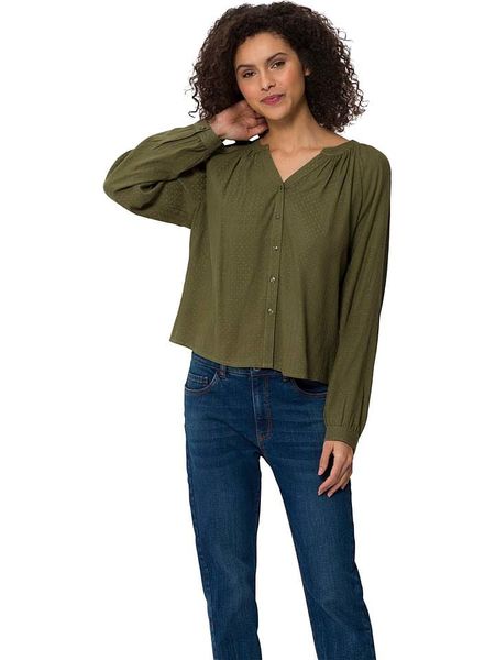 Heine Bluzka w kolorze khaki rozmiar: 48. Brązowe bluzki Heine, bez wzorów, z wiskozy, bez kołnierzyka, bez ramiączek. Za 56.79 zł.