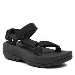 Sandały Teva. Czarne sandały Teva, bez wzorów, sportowe, bez obcasa, bez zapięcia. Za 299.99 zł.