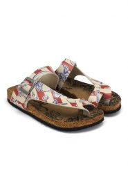 Calceo Japonki w kolorze kremowo-czerwonym rozmiar: 42. Brązowe klapki Calceo, bez wzorów, z otwartym noskiem, bez obcasa. Za 165.99 zł.