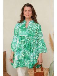 Curvy Lady Tunika w kolorze zielono-białym rozmiar: 44/46. Zielone tuniki Curvy Lady, bez wzorów, z wiskozy, klasyczne, bez kołnierzyka, bez ramiączek. Za 79.03 zł.