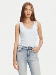 United Colors Of Benetton Top 3GA2DH010 Błękitny Slim Fit. Niebieskie topy United Colors of Benetton, s, bez wzorów, z bawełny, bez kołnierzyka, bez ramiączek. Za 39.99 zł.