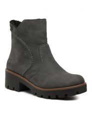 Rieker Botki 79261-45 Szary. Szare botki Rieker, bez wzorów, z materiału, bez obcasa, na słupku, bez zapięcia. Za 279.00 zł.