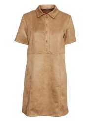 Vero Moda Sukienka w kolorze jasnobrązowym rozmiar: XL. Brązowe sukienki Vero Moda, na co dzień, xl, bez wzorów, bez kołnierzyka, bez ramiączek, midi, proste. Za 83.42 zł.