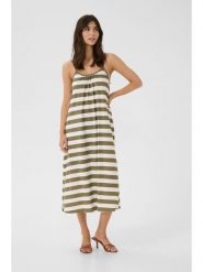 CULTURE Sukienka w kolorze kremowo-oliwkowym rozmiar: XL. Brązowe sukienki Culture, na co dzień, xl, bez wzorów, z bawełny, bez kołnierzyka, bez ramiączek, maxi, proste. Za 86.99 zł.