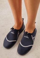 Granatowe Wsuwane Buty Sportowe do Wody z Elastyczną Cholewką Vetilore. Niebieskie obuwie sportowe Renee, na lato, bez zapięcia, do pływania. Za 49.99 zł.