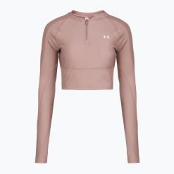 Longsleeve Under Armour HeatGear Rib 1/4 Zip. Czerwone koszulki sportowe Under Armour, bez wzorów, bez ramiączek. Za 129.99 zł.