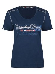 Geographical Norway Koszulka "Jeanne" w kolorze granatowym rozmiar: XXL. Niebieskie bluzki Geographical Norway, xxl, bez wzorów, z bawełny, bez kołnierzyka, bez ramiączek. Za 48.62 zł.