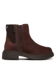 Clarks Botki Orinoco 3 zip Wp 26327123 Brązowy ciemny. Brązowe botki Clarks, bez wzorów, ze skóry, bez obcasa, na płaskiej podeszwie, bez zapięcia. Za 569.99 zł.